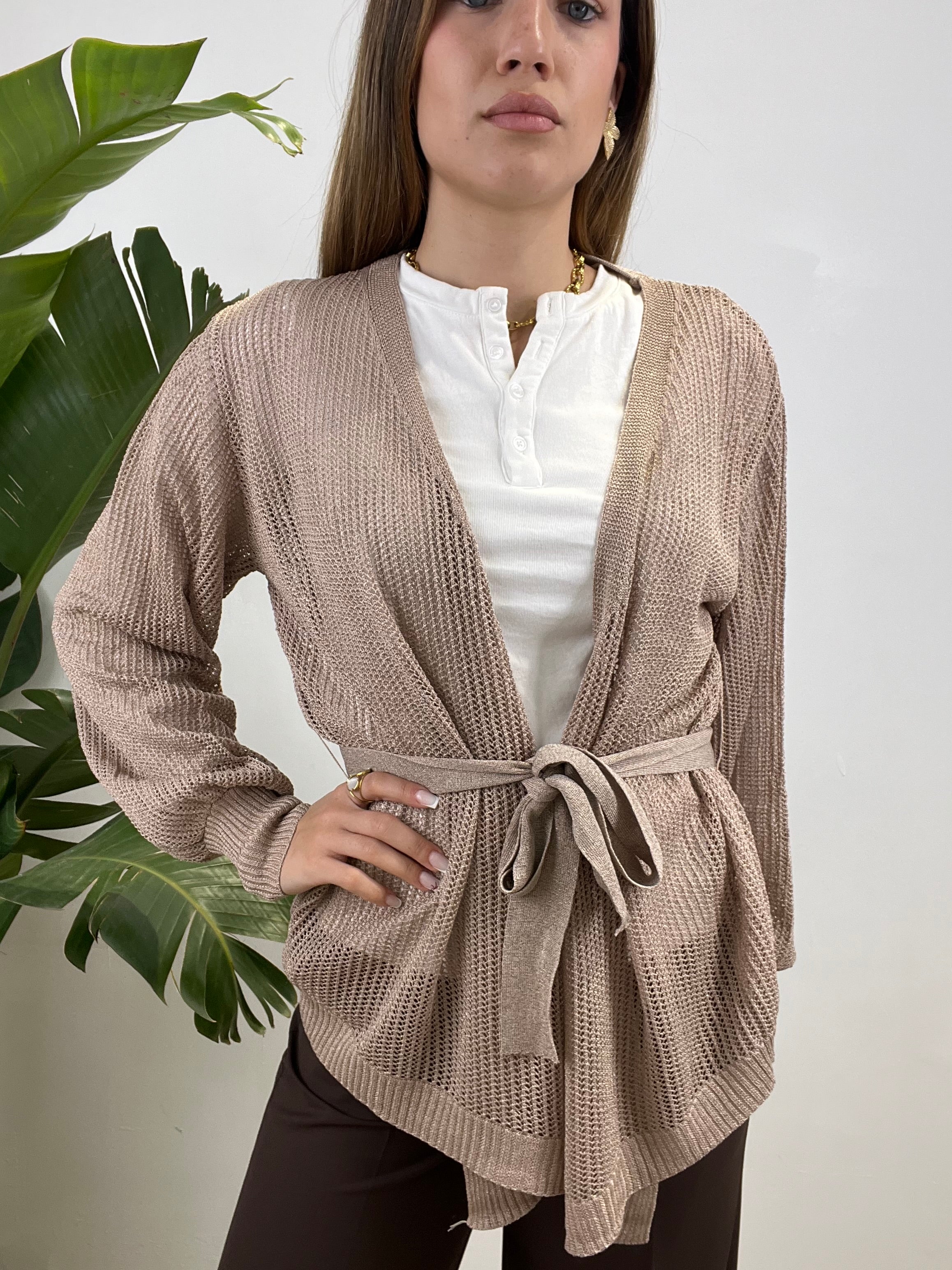CARDIGAN TRAFORATO BRONZO