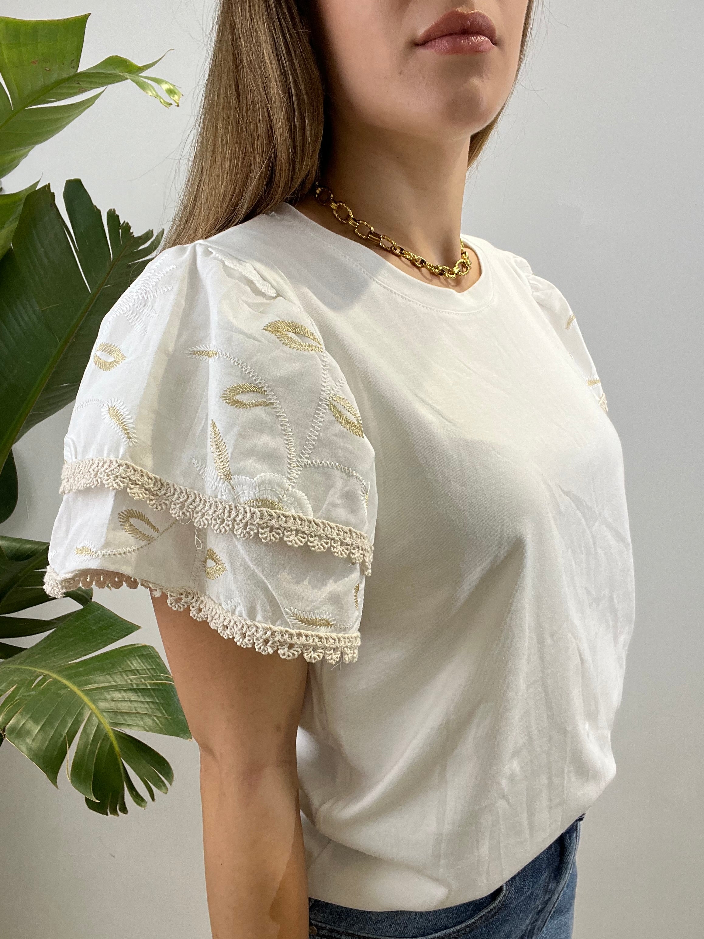 T-SHIRT MANICA PIZZO