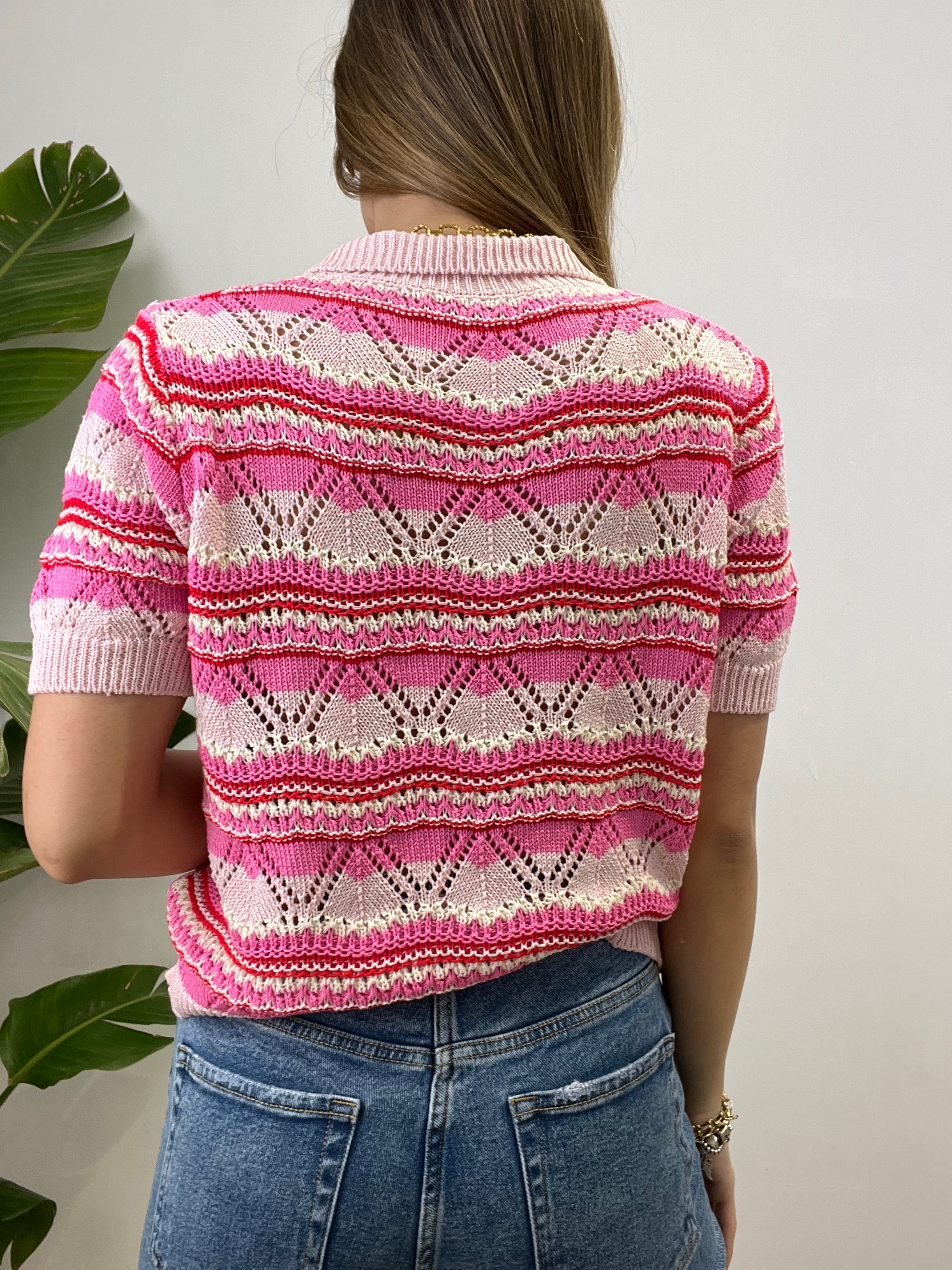 POLO CROCHET CLAUDIA ROSA FUCSIA