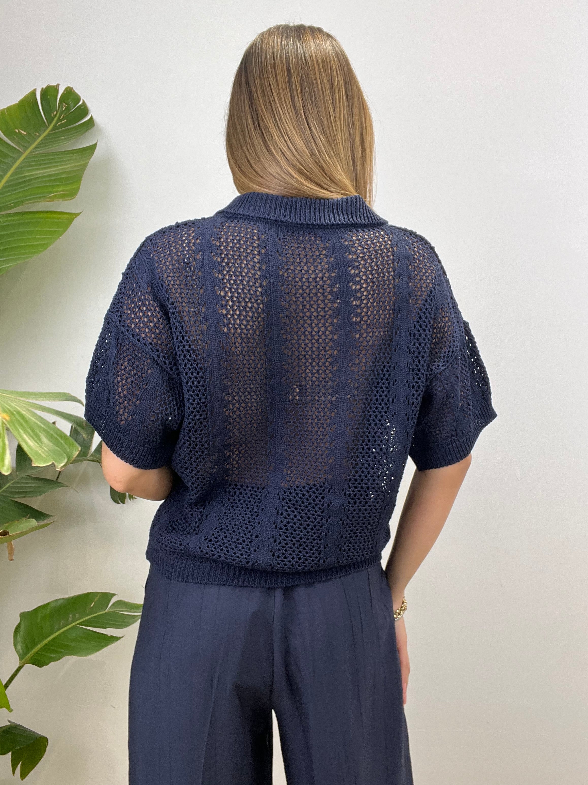 POLO CROCHET BLU