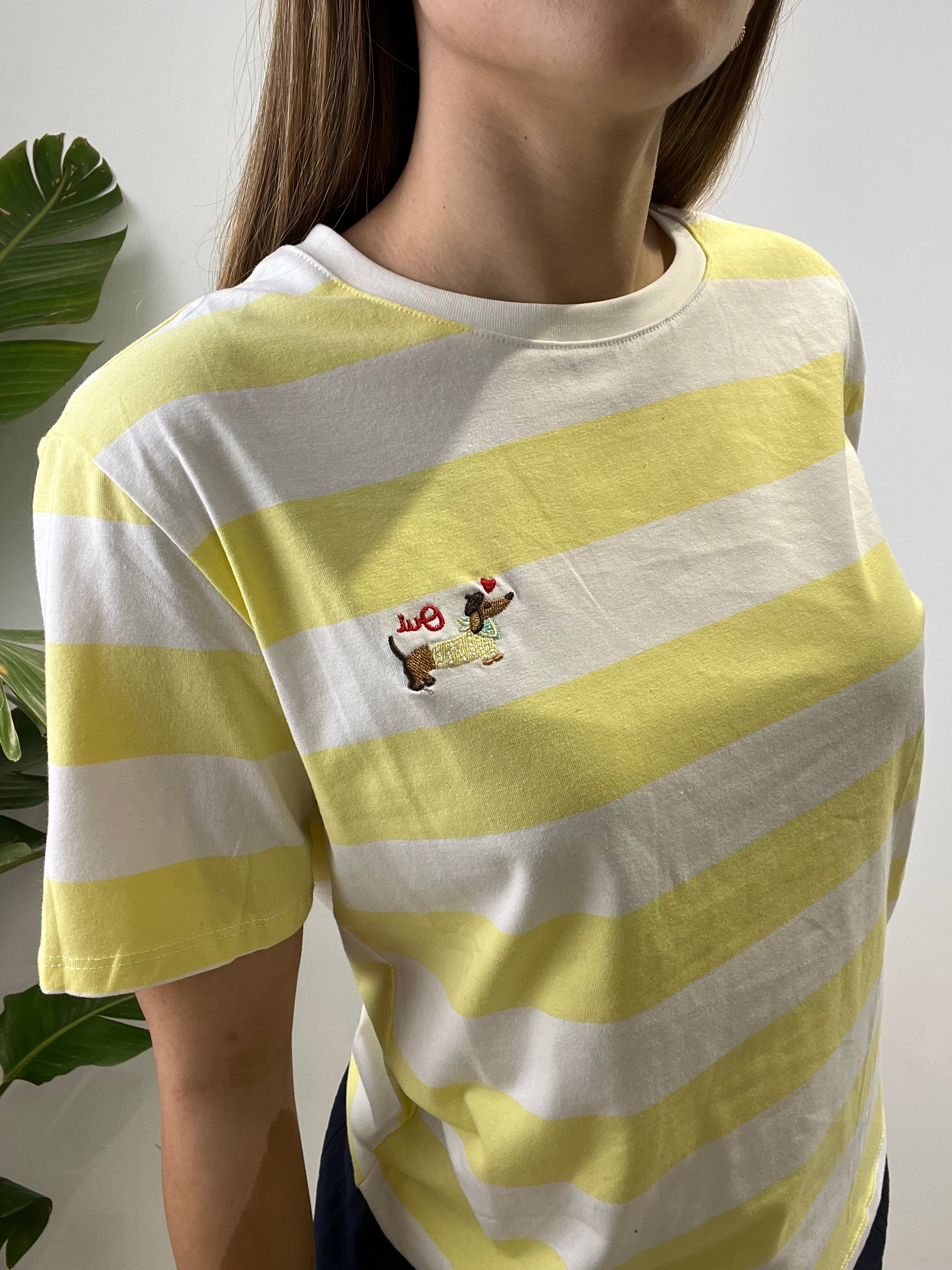 T-SHIRT RIGHE BASSOTTO GIALLA