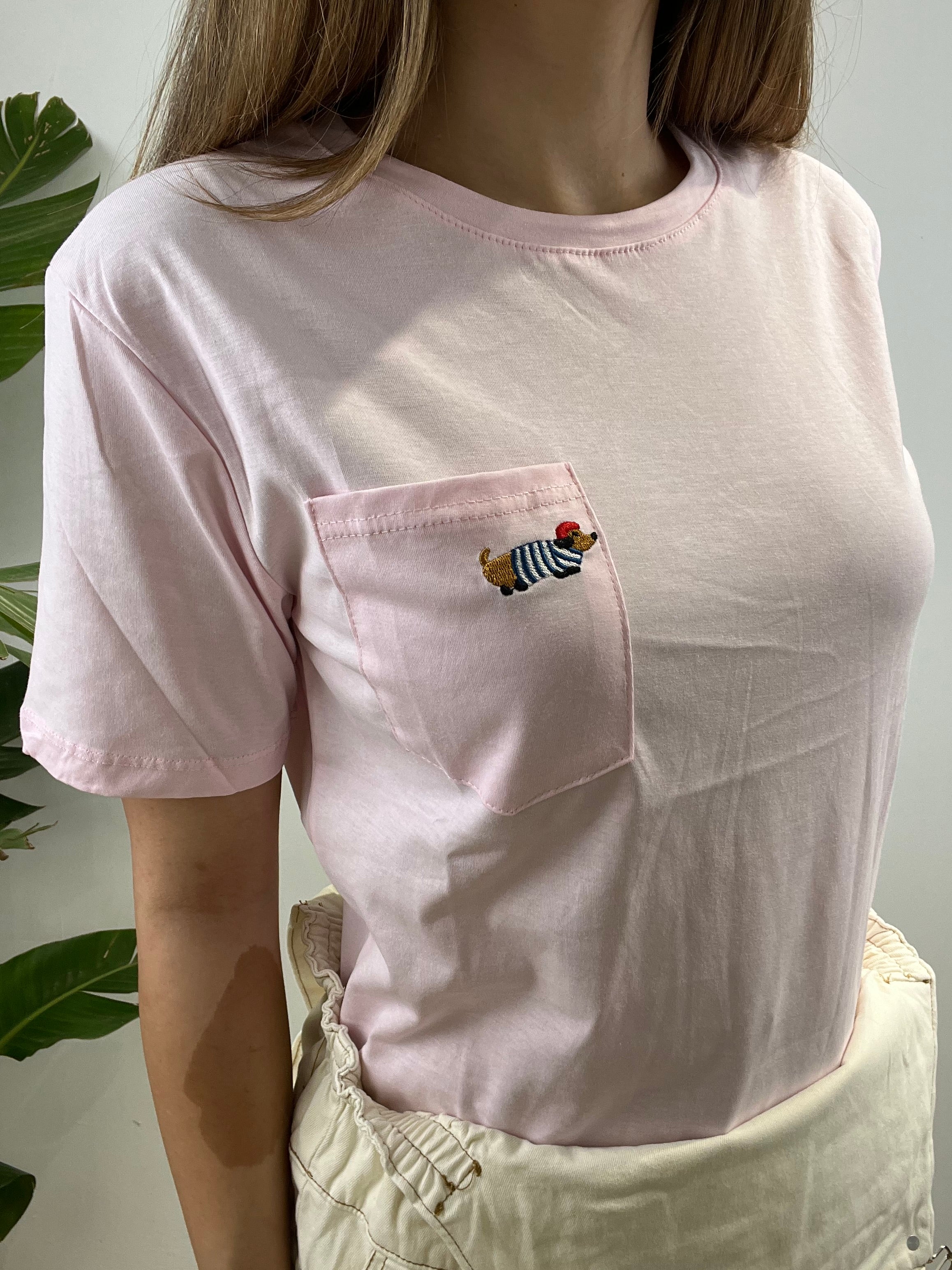 T-SHIRT BASSOTTO ROSA