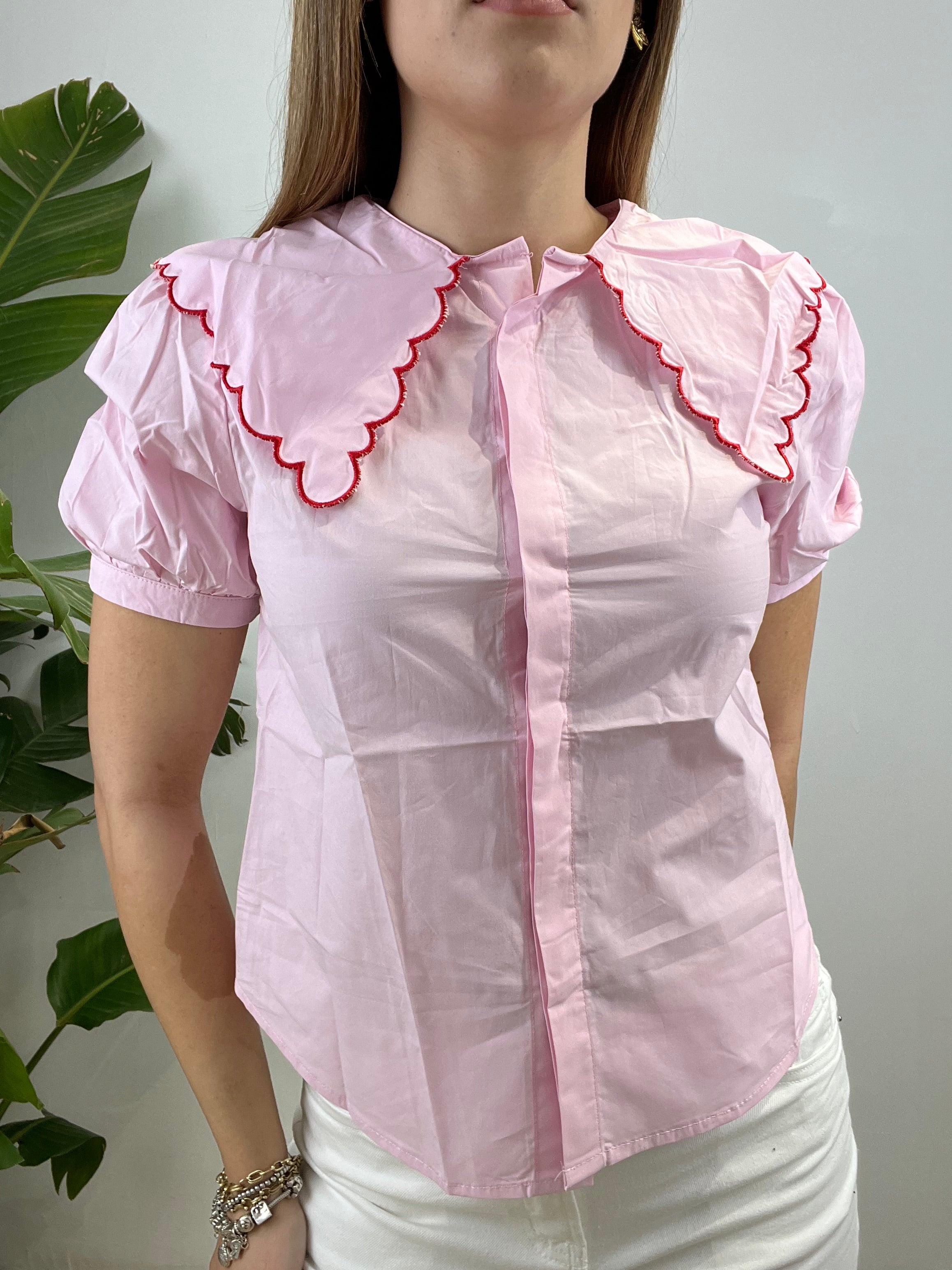 CAMICIA COLLETTO ROSA