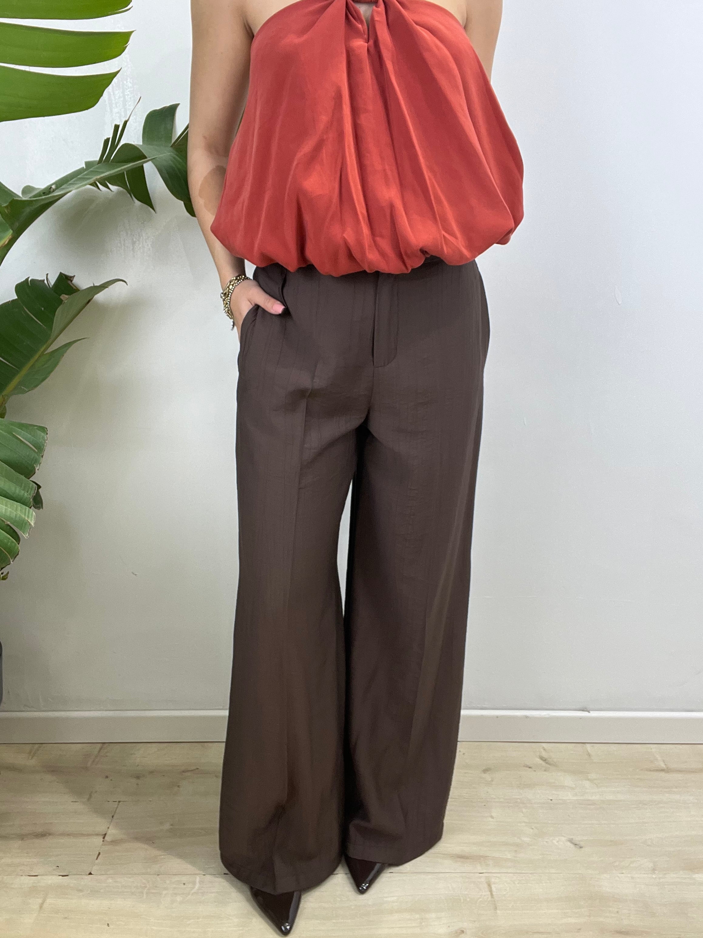 PANTALONI MORBIDI LULY MARRONE
