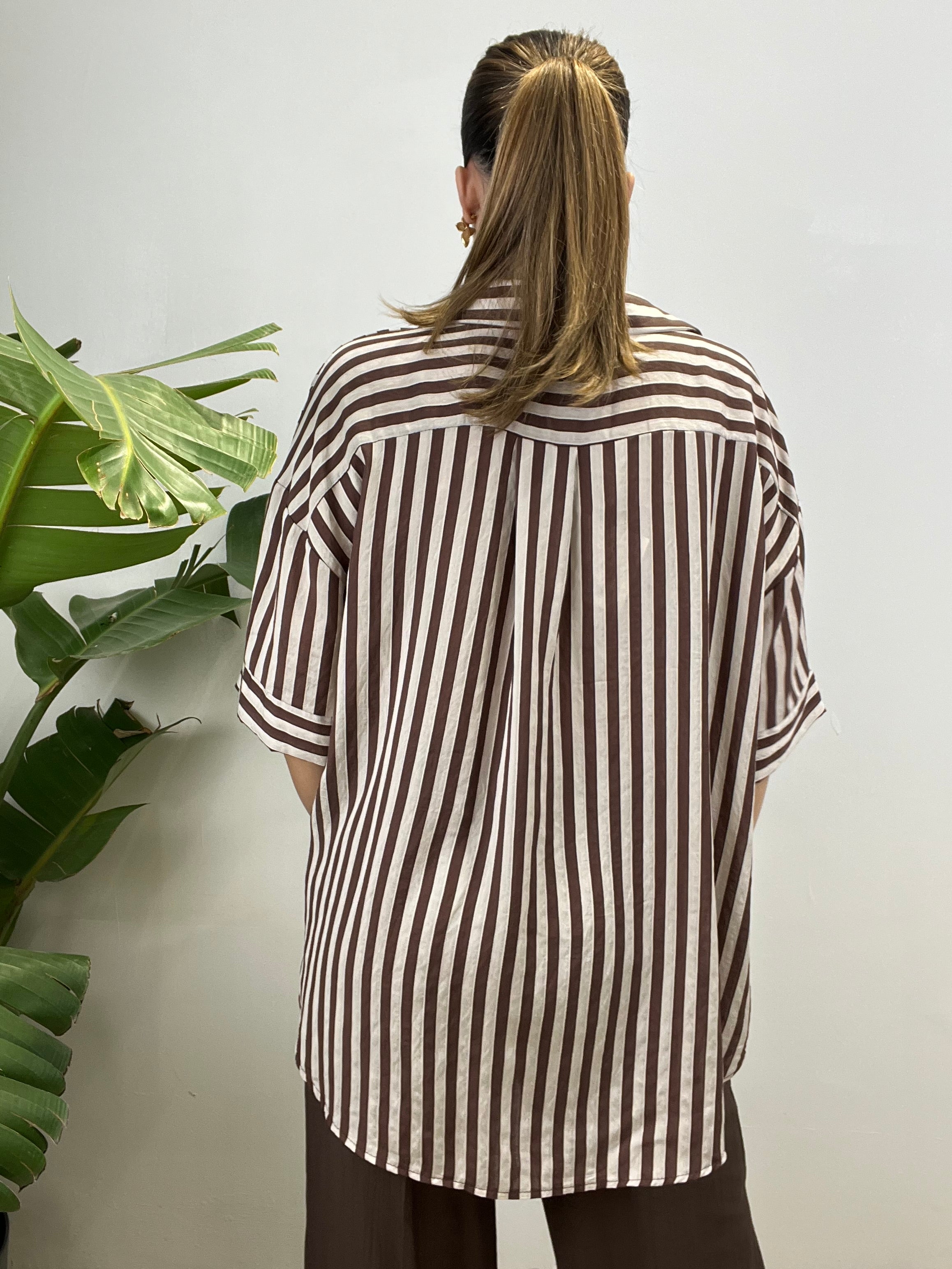 CAMICIA RIGHE MARRONE