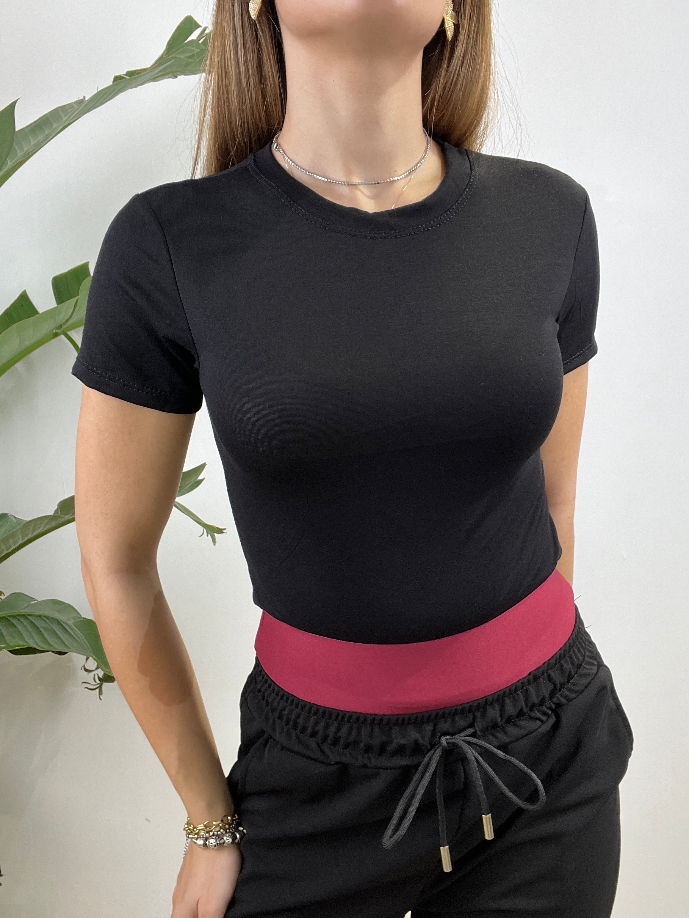 BODY SIMPLY MEZZA MANICA NERO