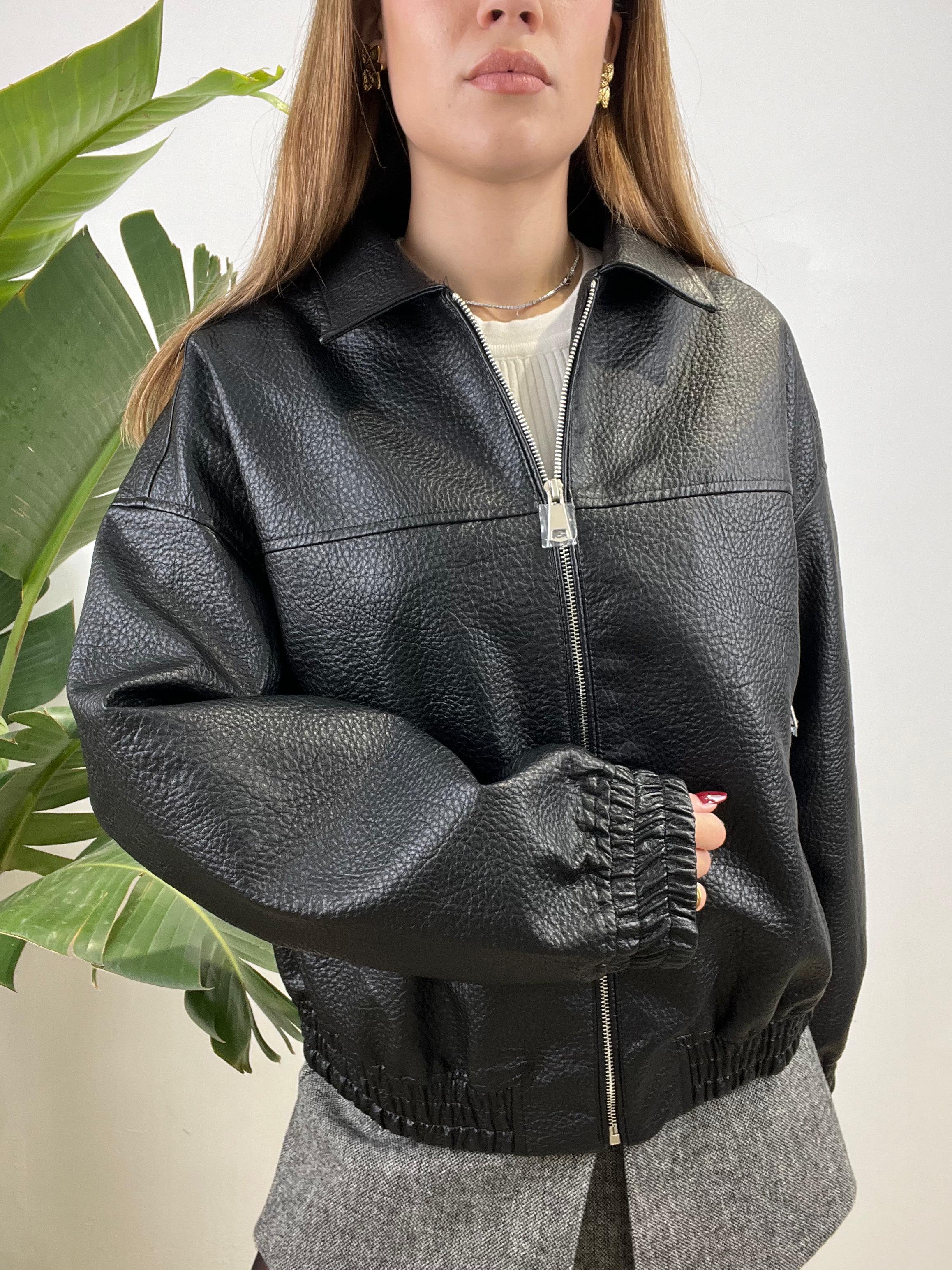 GIUBBINO ECOPELLE MARTELLATO NERO