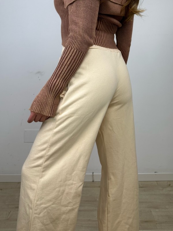 PANTALONI JOGGERS WIDE LEG BEIGE PANTALONI JOGGERS WIDE LEG BEIGE