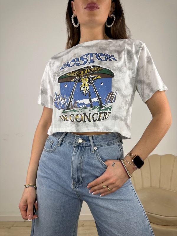 T-SHIRT CROP BOSTON BIANCA T-SHIRT CROP BOSTON BIANCA