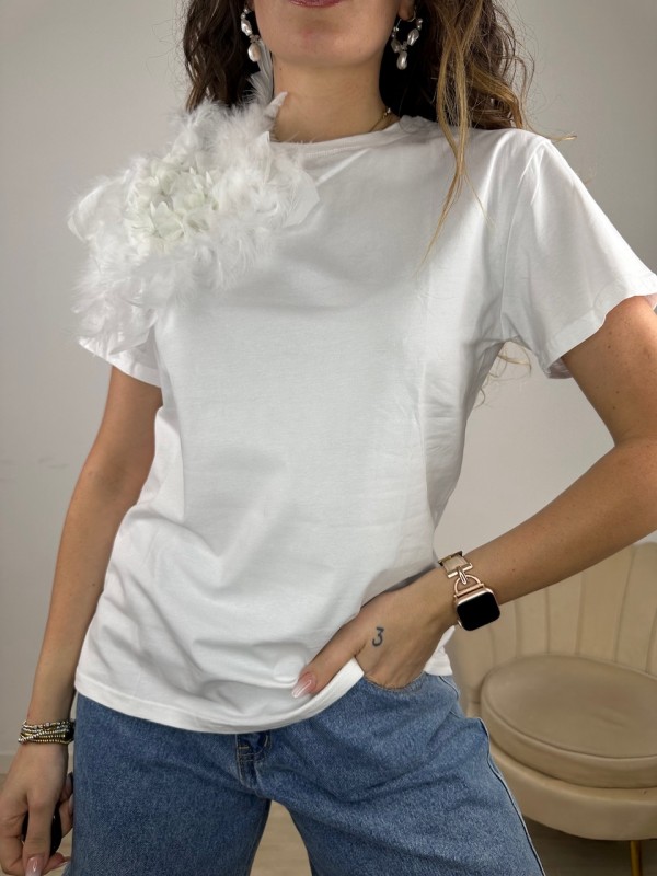 T-SHIRT PIUME GRANDI BIANCA T-SHIRT PIUME GRANDI BIANCA