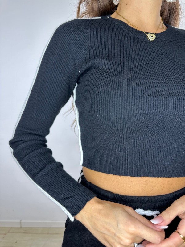 MAGLIA CROP VERONIKA NERA MAGLIA CROP VERONIKA NERA