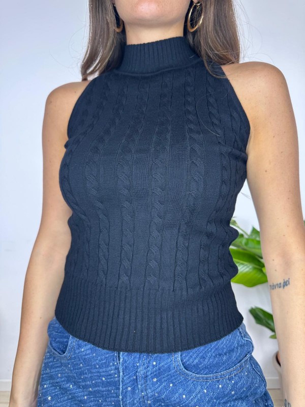 TOP CROP TRECCE NERO TOP CROP TRECCE NERO