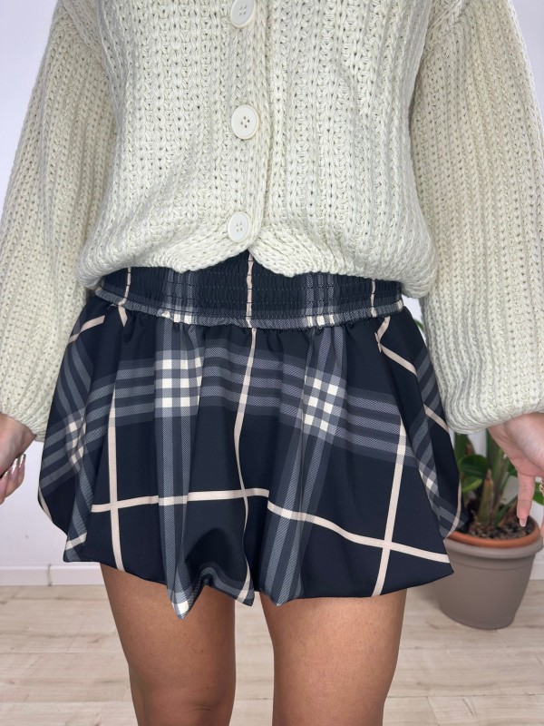 MINIGONNA BALLON TARTAN NERA MINIGONNA BALLON TARTAN NERA