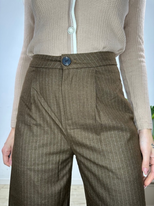 PANTALONI GESSATO DESY MARRONE PANTALONI GESSATO DESY MARRONE