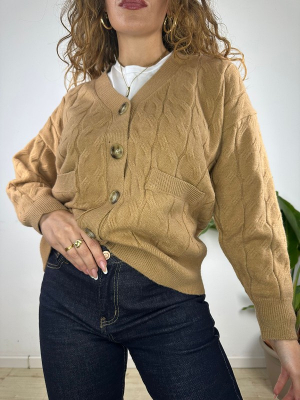 CARDIGAN TRECCIONI CAMEL CARDIGAN TRECCIONI CAMEL