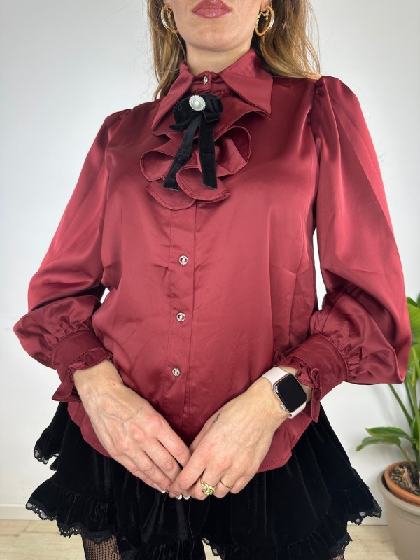 CAMICIA FIOCCHETTO ROUCHES BORDEAUX CAMICIA FIOCCHETTO ROUCHES BORDEAUX