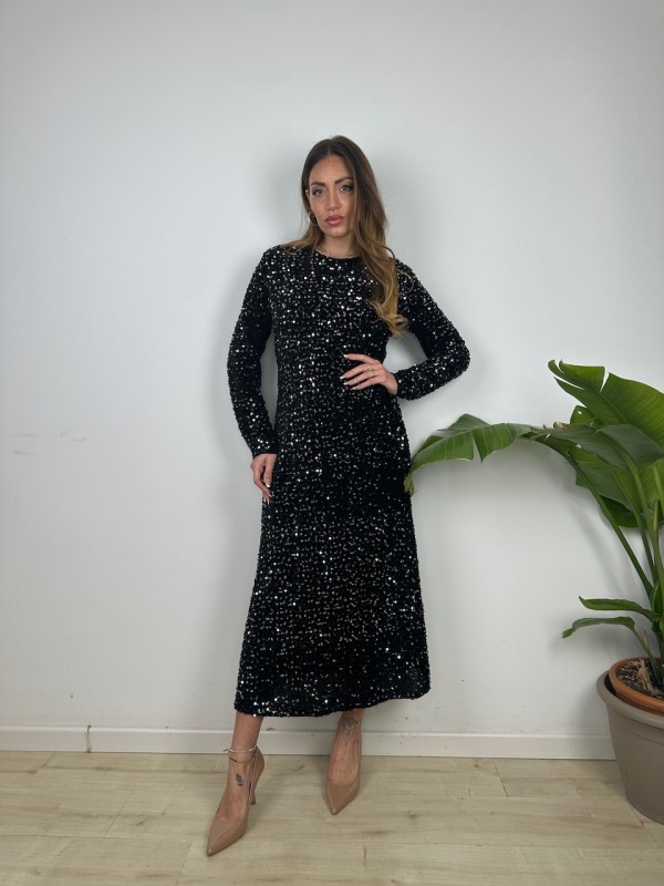 LONG DRESS PAILLETTES NERO LONG DRESS PAILLETTES NERO
