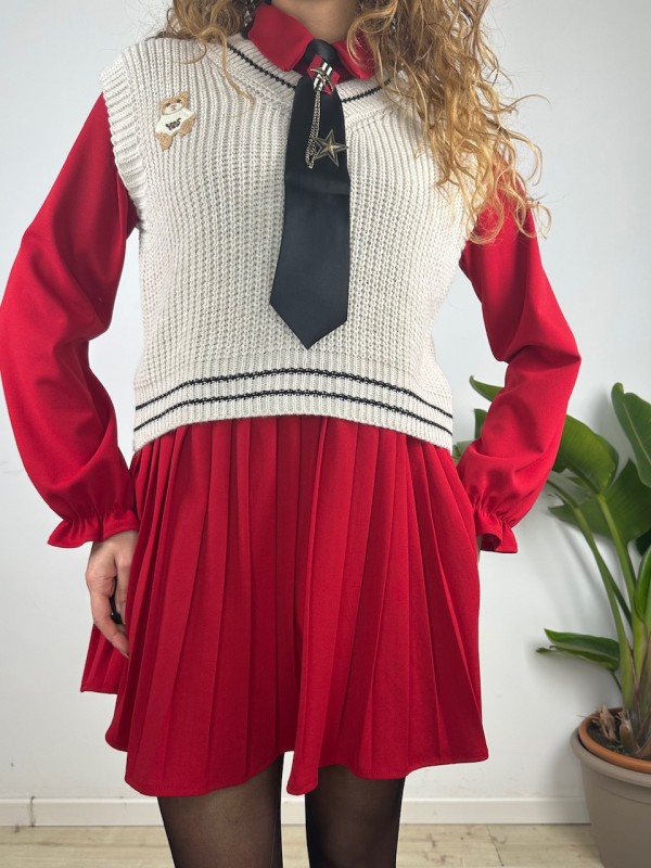 SET ROSSO: GILET + DRESS + CRAVATTA SET ROSSO: GILET + DRESS + CRAVATTA