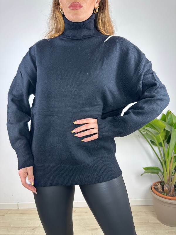MAXI PULL DOLCEVITA NERO MAXI PULL DOLCEVITA NERO