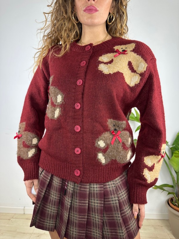 MAXI CARDIGAN TEDDY BORDEAUX MAXI CARDIGAN TEDDY BORDEAUX