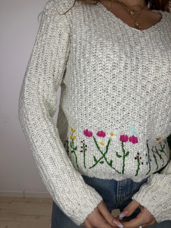 PULLOVER FLOWERS BEIGE PULLOVER FLOWERS BEIGE