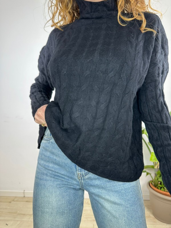 PULLOVER TRECCE NERO PULLOVER TRECCE NERO