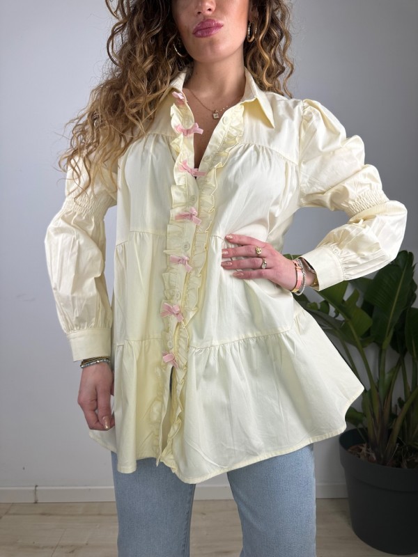 MAXI CAMICIA FIOCCHETTI BEIGE MAXI CAMICIA FIOCCHETTI BEIGE