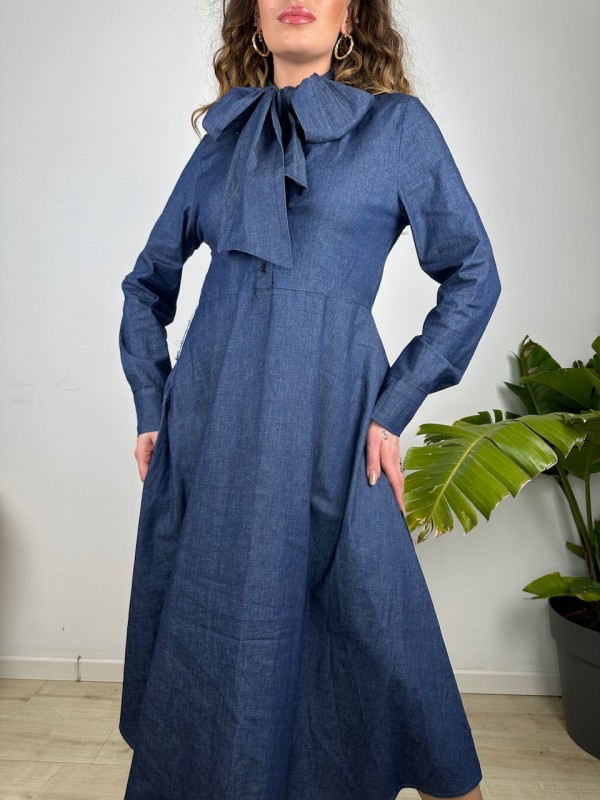 LONG DRESS FIOCCO DENIM SCURO LONG DRESS FIOCCO DENIM SCURO