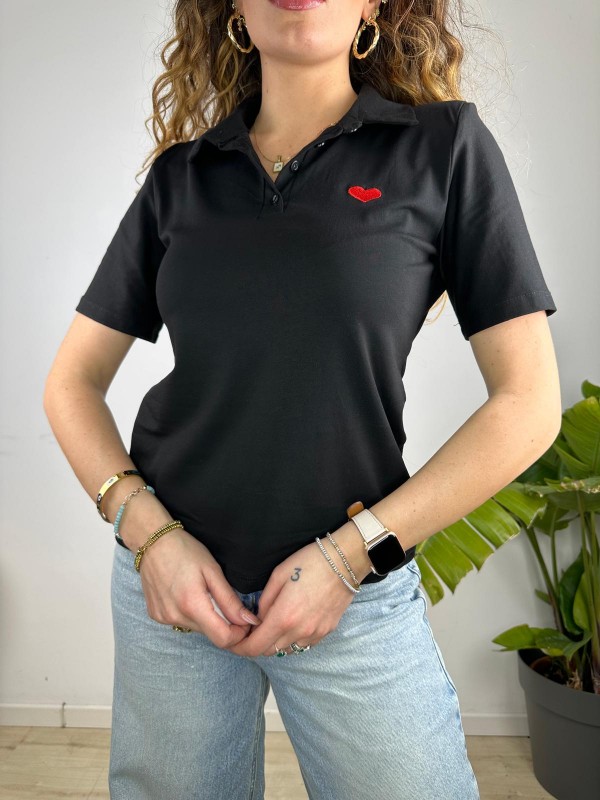 POLO CON SPALLINE NERA POLO CON SPALLINE NERA