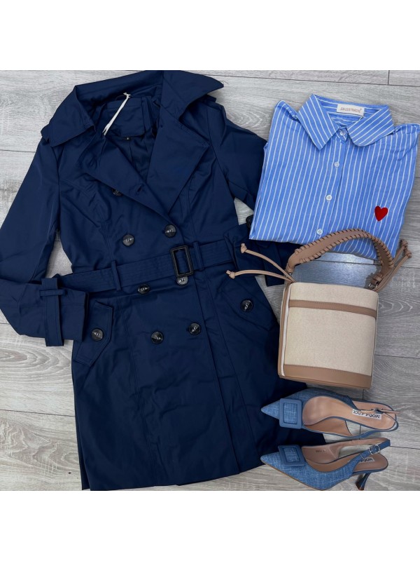 TRENCH DOPPIO PETTO BLU TRENCH DOPPIO PETTO BLU