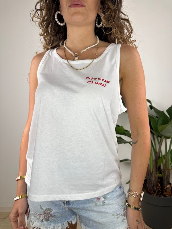 CANOTTA "UN PO' DI MARE" BIANCA/ROSSA CANOTTA "UN PO' DI MARE" BIANCA/ROSSA