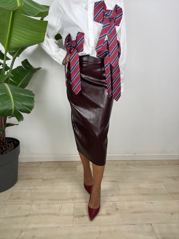 GONNA LONGUETTE ECOPELLE BORDEAUX GONNA LONGUETTE ECOPELLE BORDEAUX