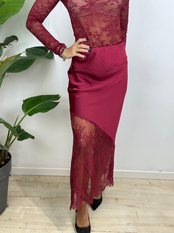 GONNA SATIN PIZZO BORDEAUX GONNA SATIN PIZZO BORDEAUX