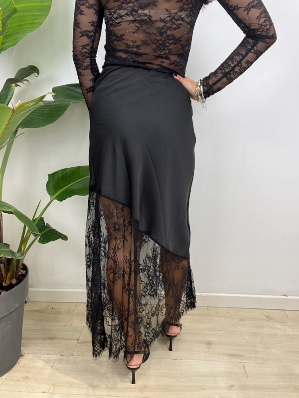 GONNA SATIN PIZZO NERA GONNA SATIN PIZZO NERA