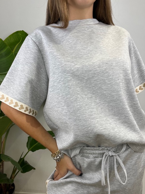 COMPLETO TUTA CUORICINI GRIGIO COMPLETO TUTA CUORICINI GRIGIO