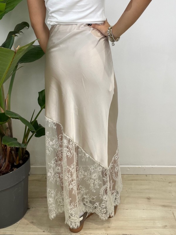 GONNA SATIN PIZZO BEIGE GONNA SATIN PIZZO BEIGE