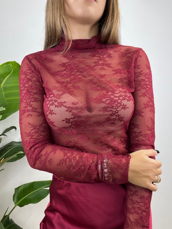 MAGLIA PIZZO GIUSY BORDEAUX MAGLIA PIZZO GIUSY BORDEAUX