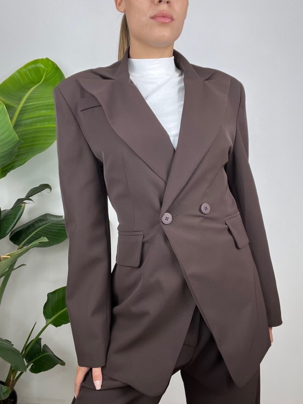 BLAZER CON LACCIO LUMINA MARRONE BLAZER CON LACCIO LUMINA MARRONE