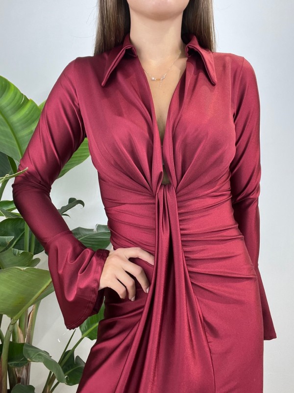 LONG DRESS LICRA INCROCIO BORDEAUX LONG DRESS LICRA INCROCIO BORDEAUX