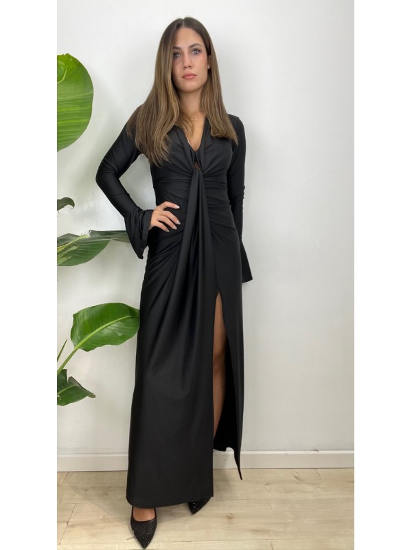 LONG DRESS LICRA INCROCIO NERO LONG DRESS LICRA INCROCIO NERO