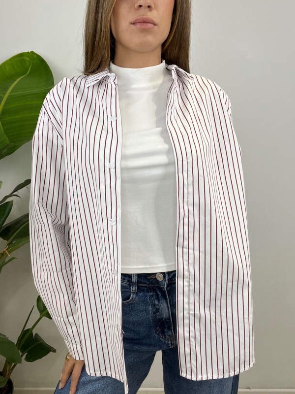 CAMICIA GIOVY BIANCA RIGHE BORDEAUX CAMICIA GIOVY BIANCA RIGHE BORDEAUX