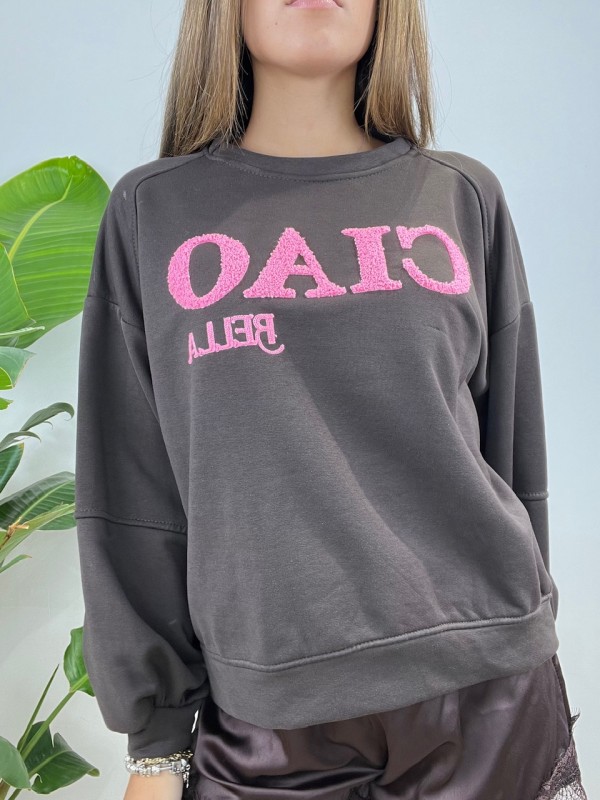 FELPA CIAO BELLA MARRONE FELPA CIAO BELLA MARRONE