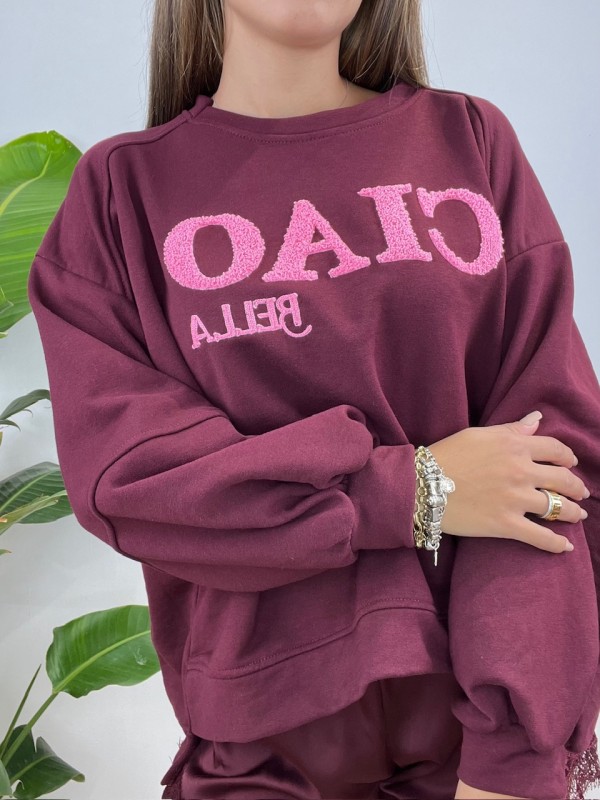 FELPA CIAO BELLA BORDEAUX FELPA CIAO BELLA BORDEAUX