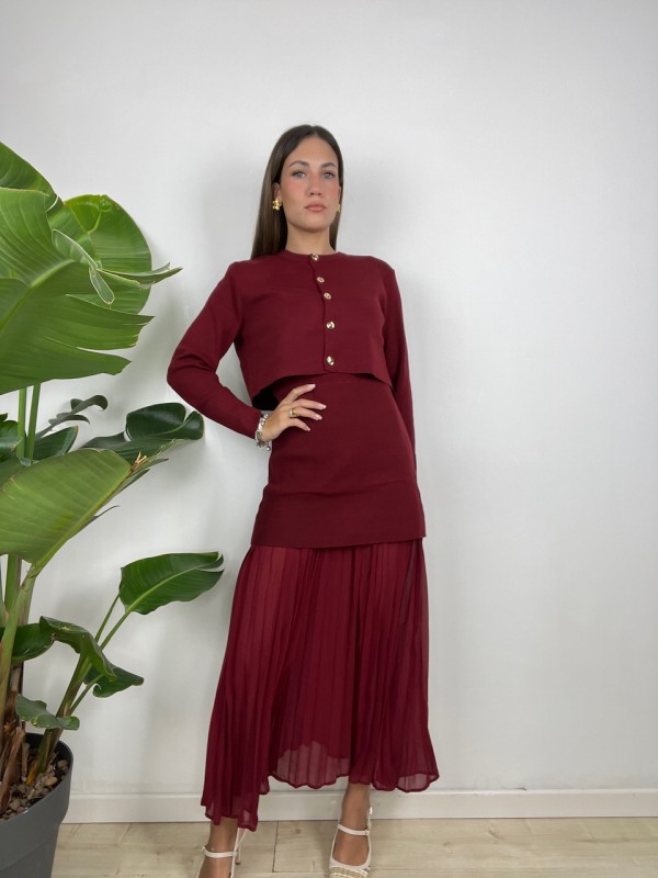 CARDIGAN + LONG DRESS BORDEAUX CARDIGAN + LONG DRESS BORDEAUX