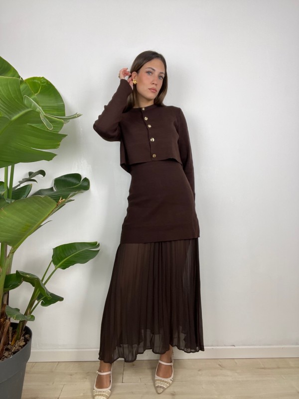 CARDIGAN + LONG DRESS MARRONE CARDIGAN + LONG DRESS MARRONE