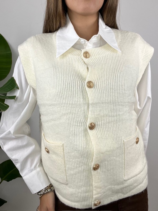 GILET BOTTONI ORO PANNA GILET BOTTONI ORO PANNA