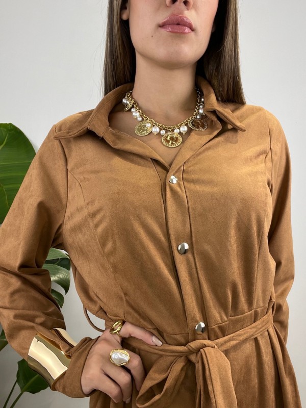 DRESS CHEMISIER ECOCAMOSCIO CAMEL DRESS CHEMISIER ECOCAMOSCIO CAMEL