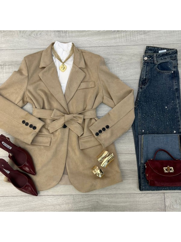 BLAZER ECOCAMOSCIO BEIGE BLAZER ECOCAMOSCIO BEIGE