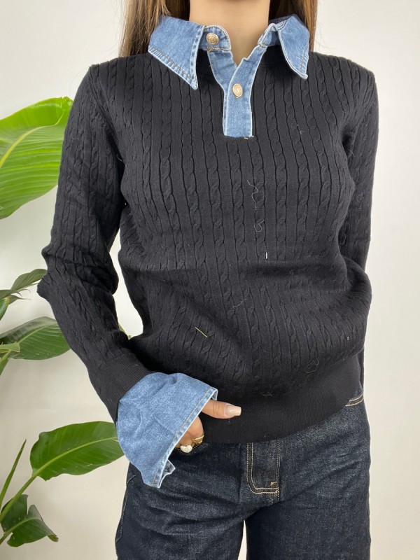 PULLOVER POLO JESSICA NERO PULLOVER POLO JESSICA NERO