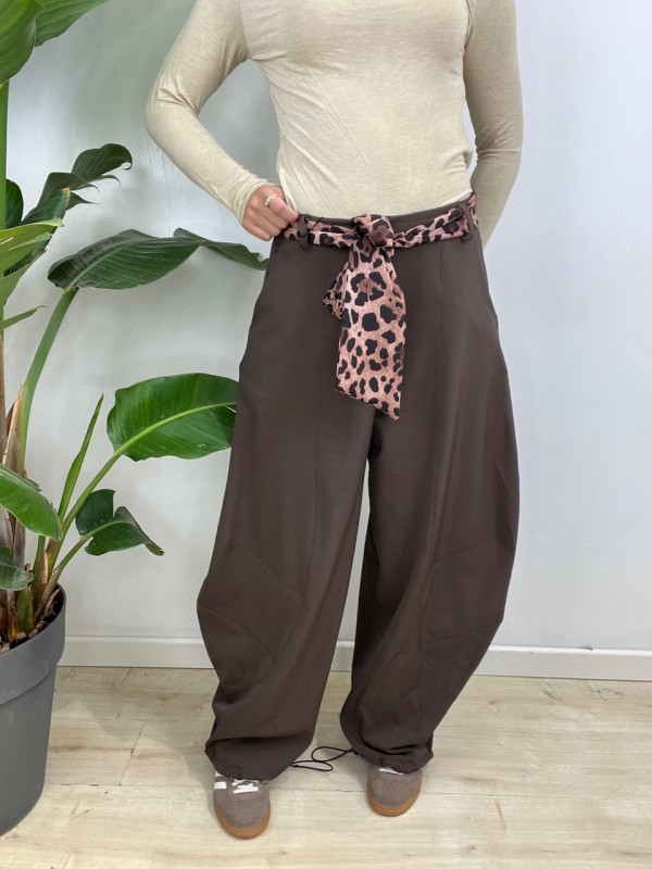 PANTALONI BALLOONS FOULARD MARRONE PANTALONI BALLOONS FOULARD MARRONE